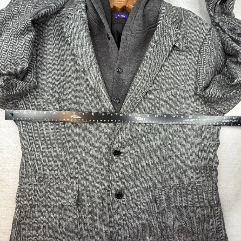 American Rag Mens Herringbone Blazer Jacket Hood Gray XL 1990s vibes Y2K Street - Picture 5 of 10